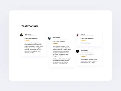 Testimonials Section v.2 - Website UI UX Design adobe xd design figma fiverr freelance hero section illustrator page section photoshop remote testimonials testimonials section ui uiux upwork ux web design web section webpage design website design