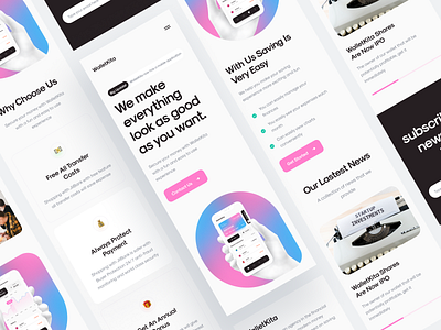 WalletKita - Landing Page Responsive app clean design finance gradient landing landing page minimal minimalism minimalist mobile mobile app mobile ui money pay responsive trending wallet web design website