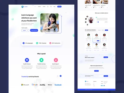 LMS-Language Learning Management Website UI/UX Design design landingpage lera ui uidesign webuiuxdesign