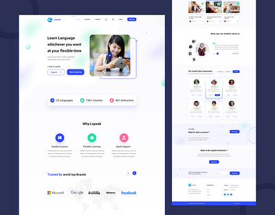 LMS-Language Learning Management Website UI/UX Design design landingpage lera ui uidesign webuiuxdesign