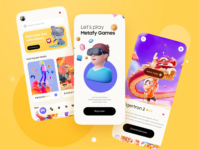 Metafy Game App Design 3d app application ar c4d creative game app games graphic design illustration metaverse ui user interface ux virtual reality vr