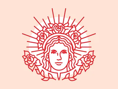 Heavy is the Head badge branding character design face floral illustration logo minimal vector