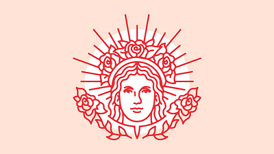 Heavy is the Head badge branding character design face floral illustration logo minimal vector