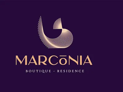 Marconia Logo and Branding abstract logo branding design elegant logo hotel branding hotel logo icon identity design illustration logo luxury logo purple symbol symbol icon vector