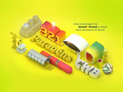 Aniversário Curitiba 3D art 3d brand curitiba design everson illustration ilustration mayer