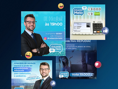 Posts Eduardo Melo Vereador brand branding campanha curitiba design everson facebook illustration ilustration mayer post redes sociais