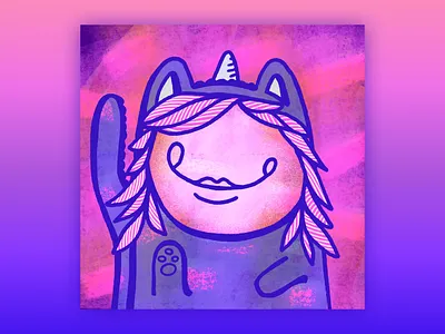 Cat + Unicorn character illustration kids nft