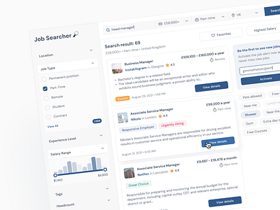 Hiring - Job / Vacancy Search Platform - Figma UI kit benefits career co worker employee employment hired hiring job job app job board job listing jobs labor skills ui design vacancies vacancy web work working