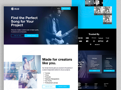 Calm & Collected Music design landing music web design