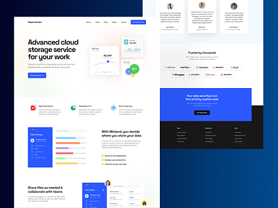 Go Cloud - Cloud Storage Landing Page clean cloud cloud storage files folders header landing page minimalism papers studio saas ui ui design uiux ux web design website