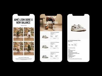 Aimé Leon Dore x New Balance concept design editorial fashion layout lookbook minimal mobile print responsive typography ui web whitespace