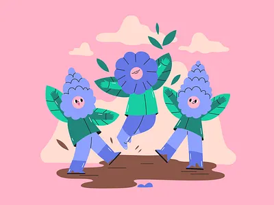 march 2d art characters costume cute design flowers happy ill illustration mud spring