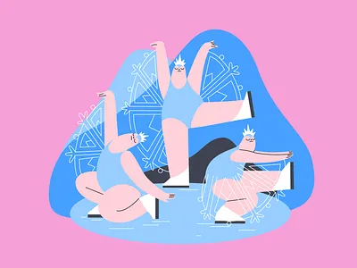 february cartoon characters cold cute ice ice skating illustration nice vector winter