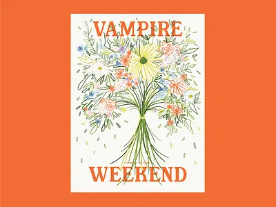 Vampire Weekend Poster, Illustration & Typography band poster color color palette colored pencil design graphic design illustration poster texture tour poster typography vampire weekend