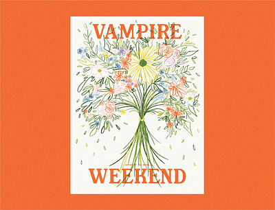 Vampire Weekend Poster, Illustration & Typography band poster color color palette colored pencil design graphic design illustration poster texture tour poster typography vampire weekend