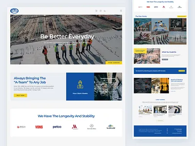 MBW Landing Page Design blue collar construction design digital graphic design grid landing page modern ui waterproofing web design