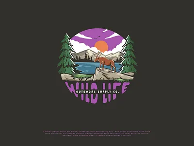 wild life artwork apparel art artwork branding cartoon deer flat design forest graphic design illustration lake logo mountain nature vector wild file
