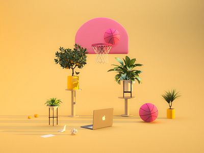 Sunrise, Plants and Dribbble 3d 3d art 3d illustration abstract colorful design digitalart dribbble dribbbling illustration plants sunrise