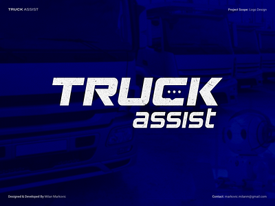 Truck Assist - Logo Design app brand branding business delivery design graphic design identity illustration logistics logo logotype portfolio roads traffic transportation truck typography vector vehicle