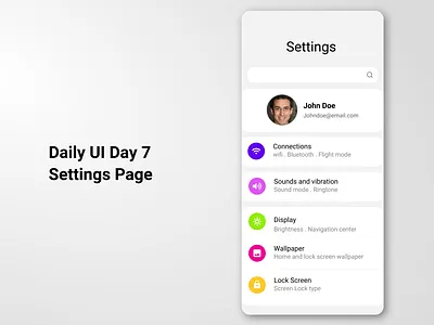 Daily UI Day 7 | Settings page app daily ui settings ui ux wifi