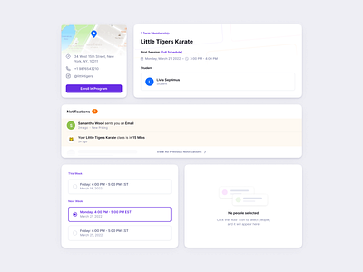 LaunchPad UI Elements app calendar clean confirmation empty state enroll illustration location map notification program ui ux