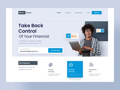 Money Keeper Website bank hero landing page money planner ui ux web website