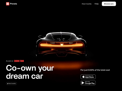 Prorata - Drive your dream car 3d ai ai generation animation app design branding design design inspiration dream car graphic design illustration logo minimal design mockups motion graphics own dream car prorata ui video website design