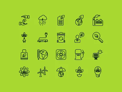 Ecology Line Icon Set design eco ecology environment green icon line line art pictogram planet style