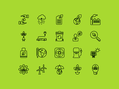 Ecology Line Icon Set design eco ecology environment green icon line line art pictogram planet style