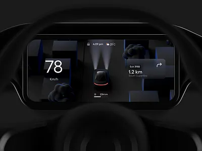 Dark theme Car Dashboard app car cluster dark dashboard minimal ui ux