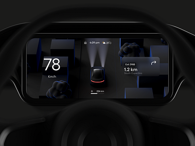 Dark theme Car Dashboard app car cluster dark dashboard minimal ui ux