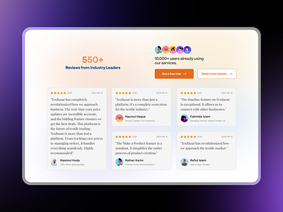 Review Section - Landing Page bd branding design home homepage landing landing page logo minimal modern nasimul nasimul huda review review section ui user user review ux