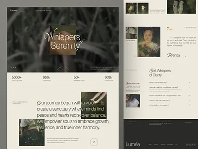 Luméa - Mental Wellness Website 🌿 branding clean design health home page homepage landing page landingpage mental mental health mental health website mental wellness mockup serenity ui ui design ui ux web design website wellness