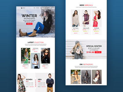 email template branding cloth creative design email fashion girl illustration kids logo men newsletter offer shopping template ui ux website winter women