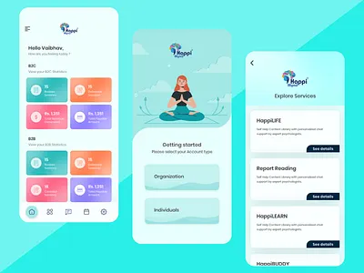Mental Health Mobile App Design app design application design branding illustration mental health mental health app mentalhealth mindfulness mobile app design psychology ui ui design uiux ux
