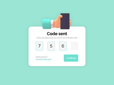 Daily UI 016 - Pop-Up/Overlay code design illustration number phone send ui ux verification window