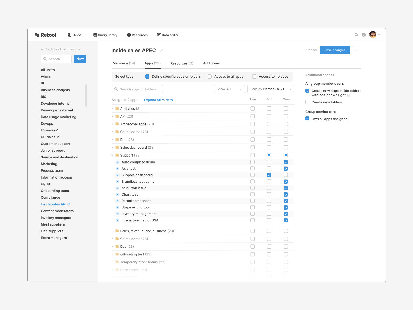 Permission settings