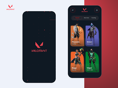 Valorant App UI app app design app ui design gaming ui illustration logo streaming app ui ui ux ui ux design valorant website ui