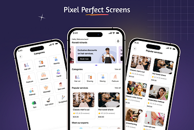 Salon Booking App branding design flutterflow graphic design ui uiux ux