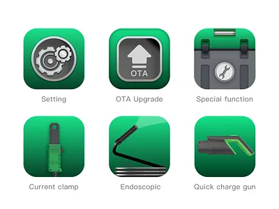 Tool Icon branding car current clamp endoscopic green icon ota upgrade quick charge gun setting special function