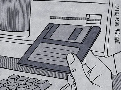 Extinct / Inktober 21 artwork digital illustration floppy disk graphics illustration illustration art inktober retro