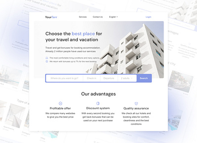 Accommodation booking service booking design gradient house minimal service ui ux web website