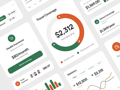 InsurTech insurance status concept design app branding components concept concept design design digitalbank fintech insure tech product design stats components ui uiux ux