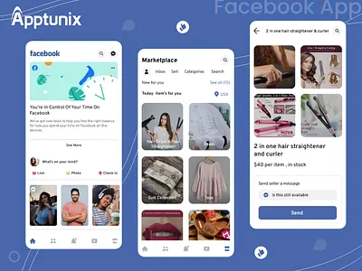 Create Marketplace App Like Facebook With Apptunix animation app developers appdevelopment appdevelopmentcompany apptunix branding design facebook like app graphic design illustration marketplace app like facebook mobile mobile app development company ui uiux