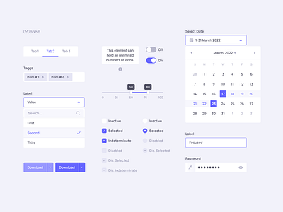 Light UI Elements calendar checkbox component library components design system drop down forms inputs interface library radio button selection styleguide ui ui elements ui kit ui pack ux web designer widgets