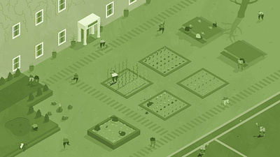 Country Manor allotment country manor editorial growing veg growing vegetables health resort health spa illustration isometric manor mansion people people at resort people relaxing relaxing resort spa strolling tennis vice