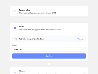 Crew.work — Custom automations app ats automated automation builder crew crew.work crm flow product design saas steps trigger ui ux workflow