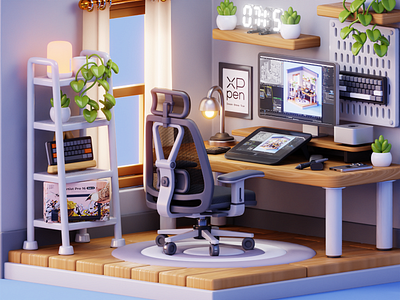 3D ILLUSTRATION for XP PEN 3d 3d illustration 3d room blender blender 3d cozy cute cycles desk setup diorama eevee illustration isometric miniature pc pen tablet setup pc stylized tablet xppen