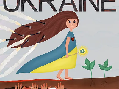 Pain. Ukraine 2022 art collection crypto girl graphic design illustraion nft nft collection pain photoshop procreate rocket sky sun ukraine war