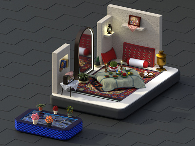 Nowruz Mobarak! 3d 3dart 3dblender art blender design haftsin home illustration newyear nowruz old persian tiny house